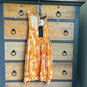 Rachel Zoe Sleeveless Blouse Halter Style Smocked at Hem and Cuff Size Large